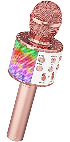 Ankuka Microphone sans Fil Karaoké, Micro Karaoke Enfant avec Lumières LED de Danse, Microphone...