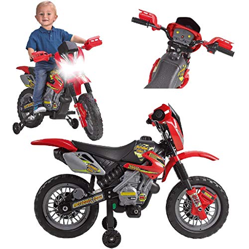 FEBER Motorbike Cross 400F - Moto à Batteries pour Enfants de 3 à 5 ans, 6v, Rouge (Famosa...