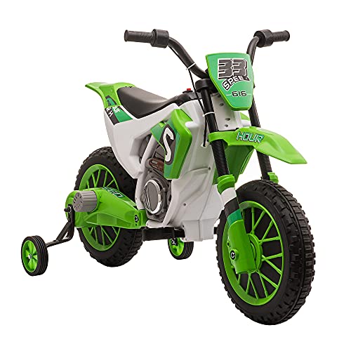 HOMCOM Moto Cross électrique pour Enfant 3 à 5 Ans 12 V 3-8 Km/h avec roulettes latérales...